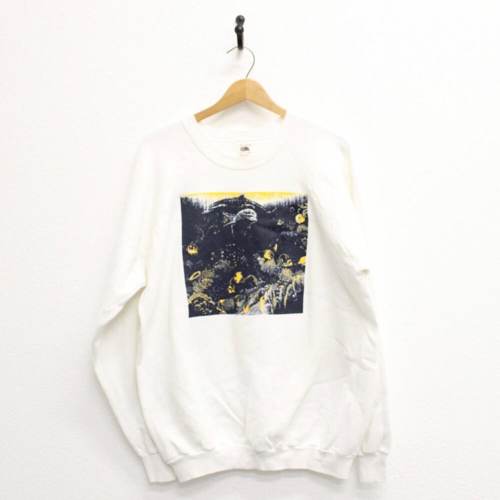 Vintage Underwater Seascape Dolphins Sweatshirt XXL 2X